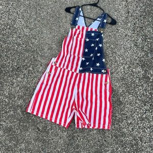 American flag overall shorts size Large